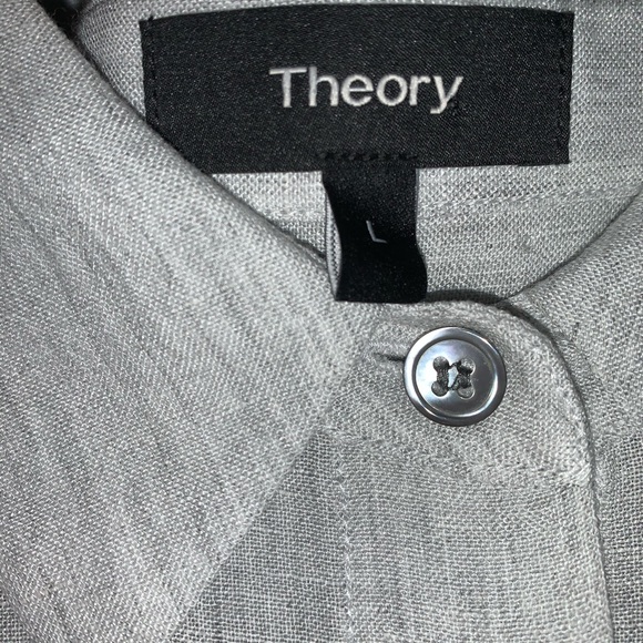 Theory | Women's Hekanina Linen Tie Front Shirt Lg - Picture 4 of 12